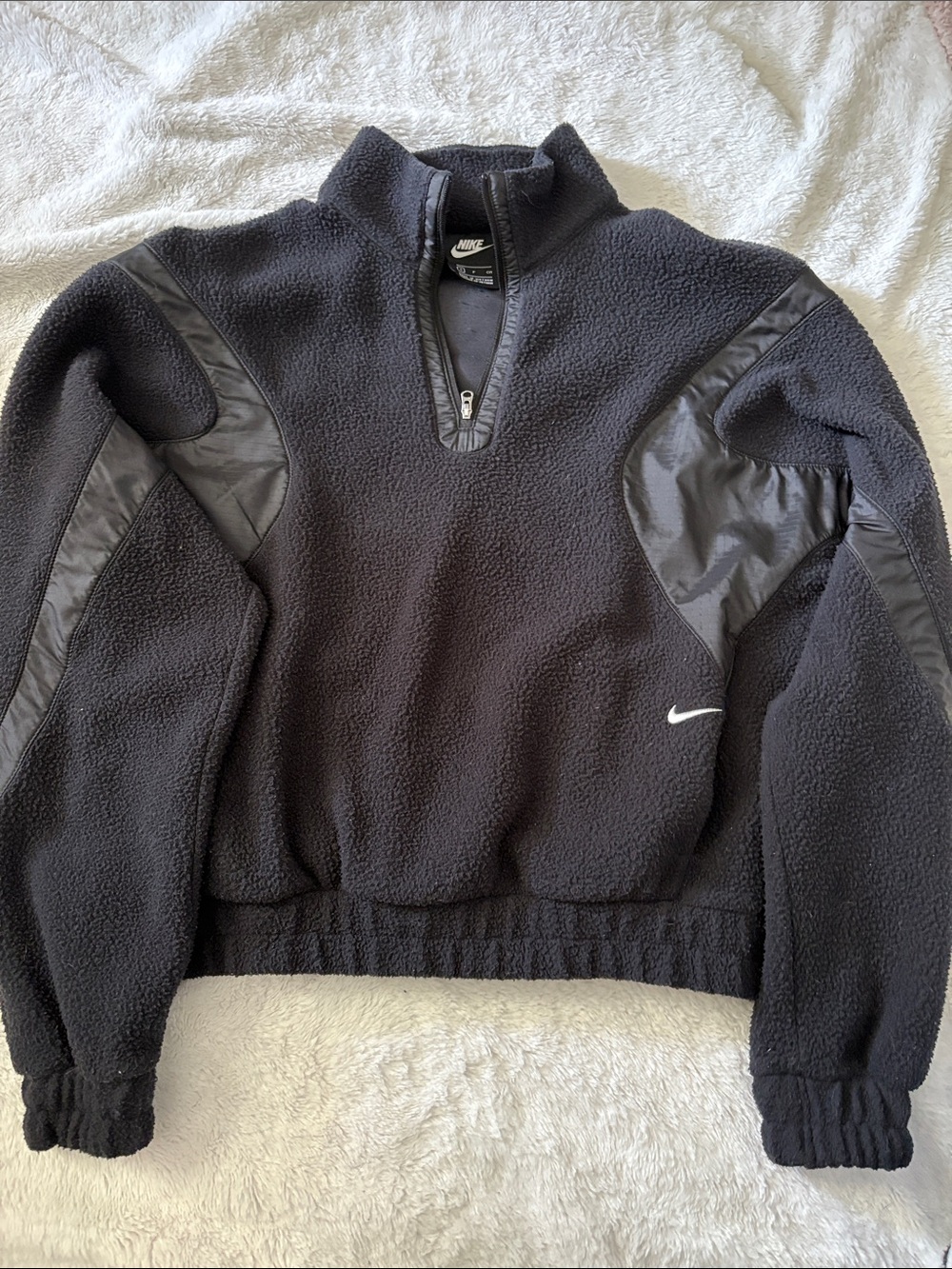 Nike Black Sherpa Half-Zip Puffer Pullover